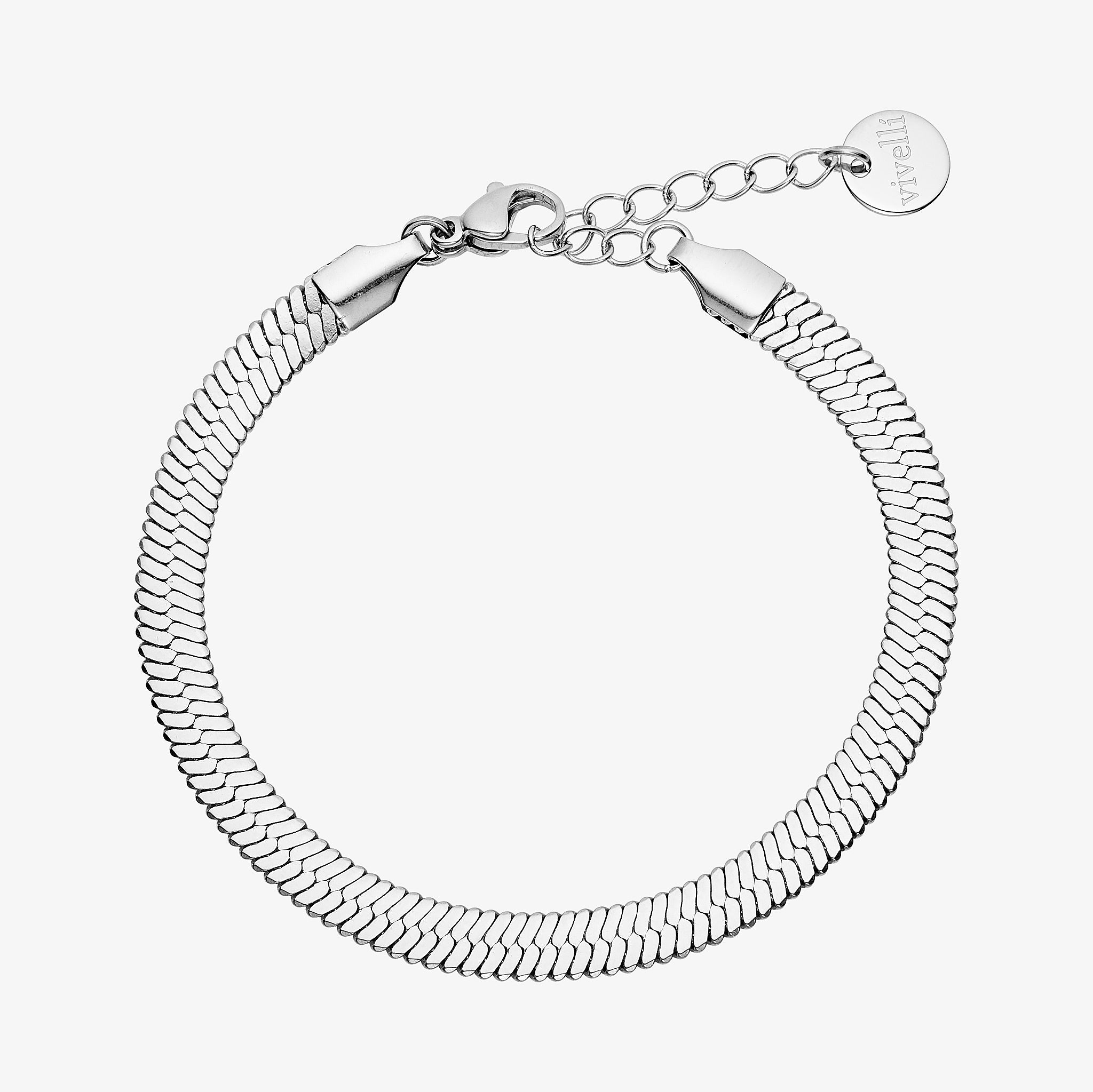 Serpentina flad slange armbånd sølvfarvet 5mm