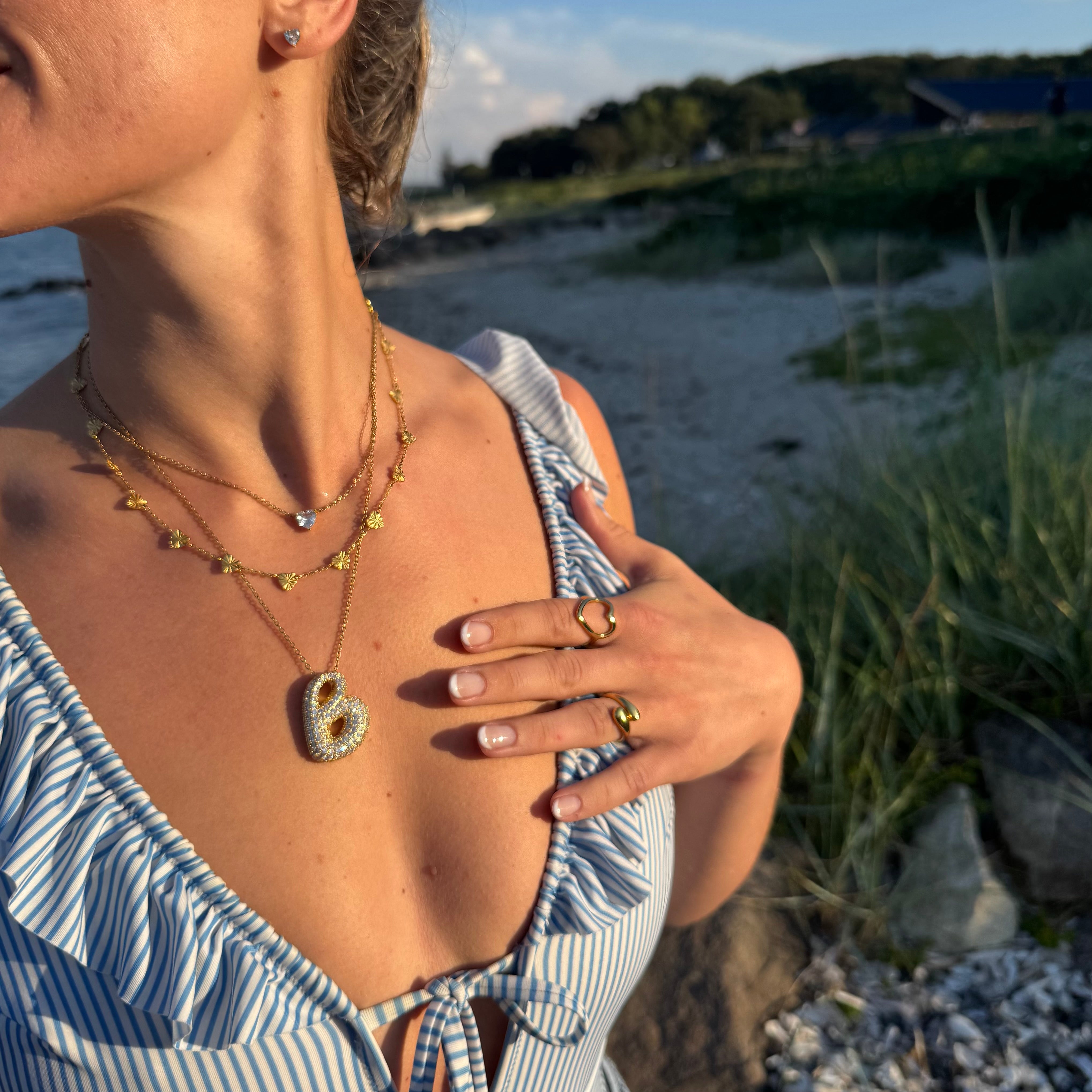 Amoria Crystal Heart halskæde 18K guldbelagt