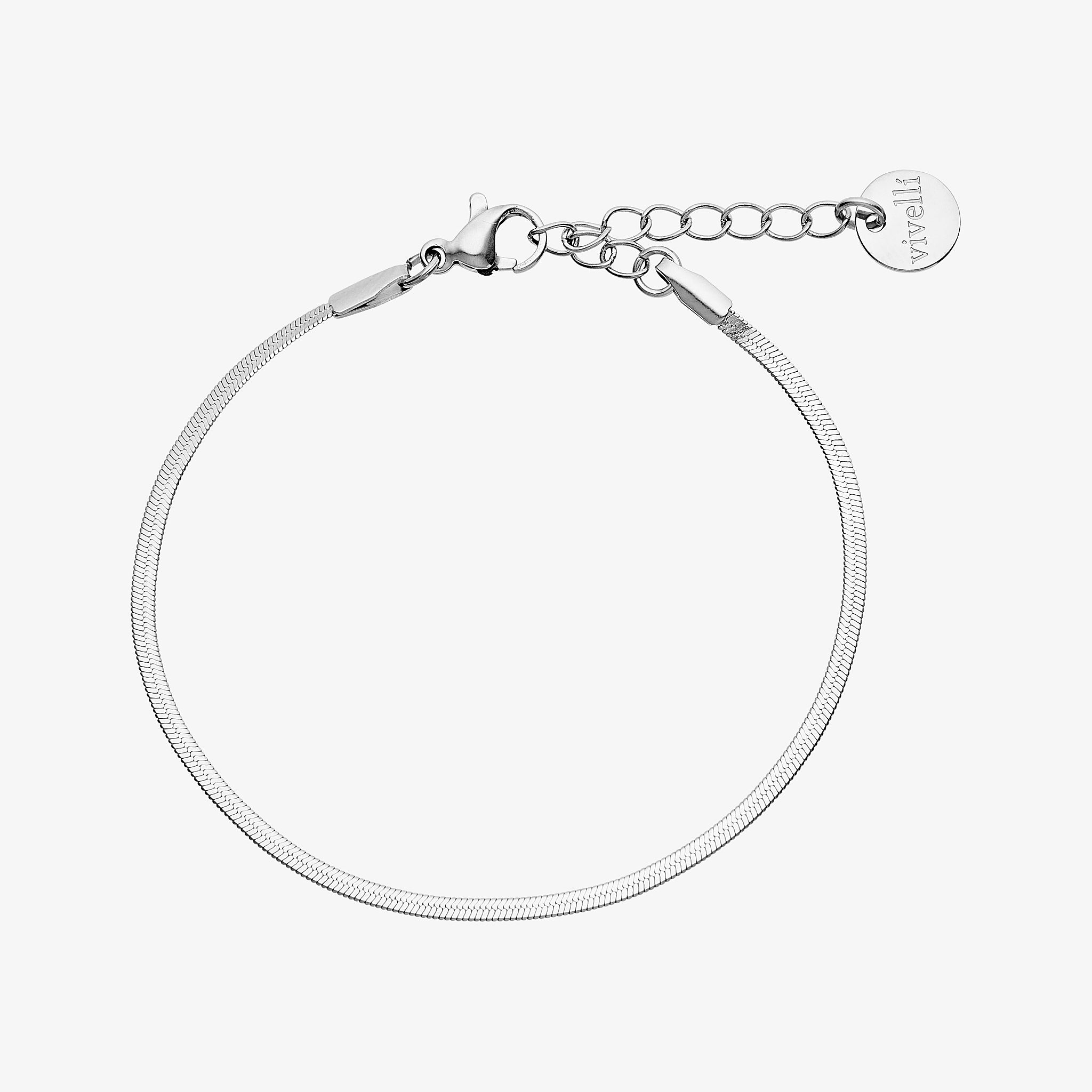 Serpentina flad slange armbånd sølvfarvet 2mm