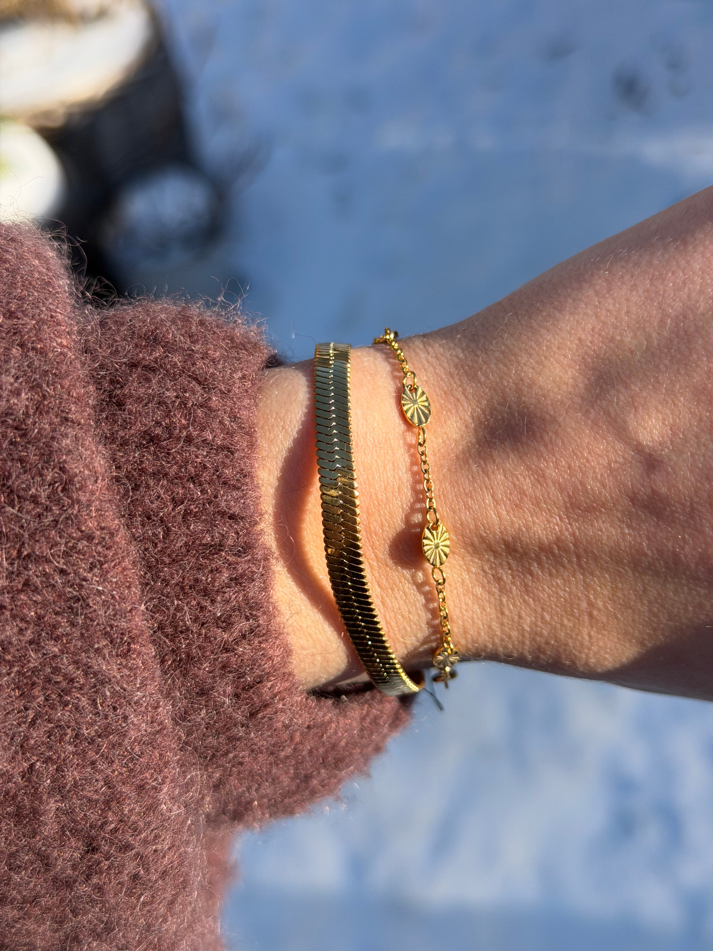 Wild Sun oval armbånd 18K forgyldt