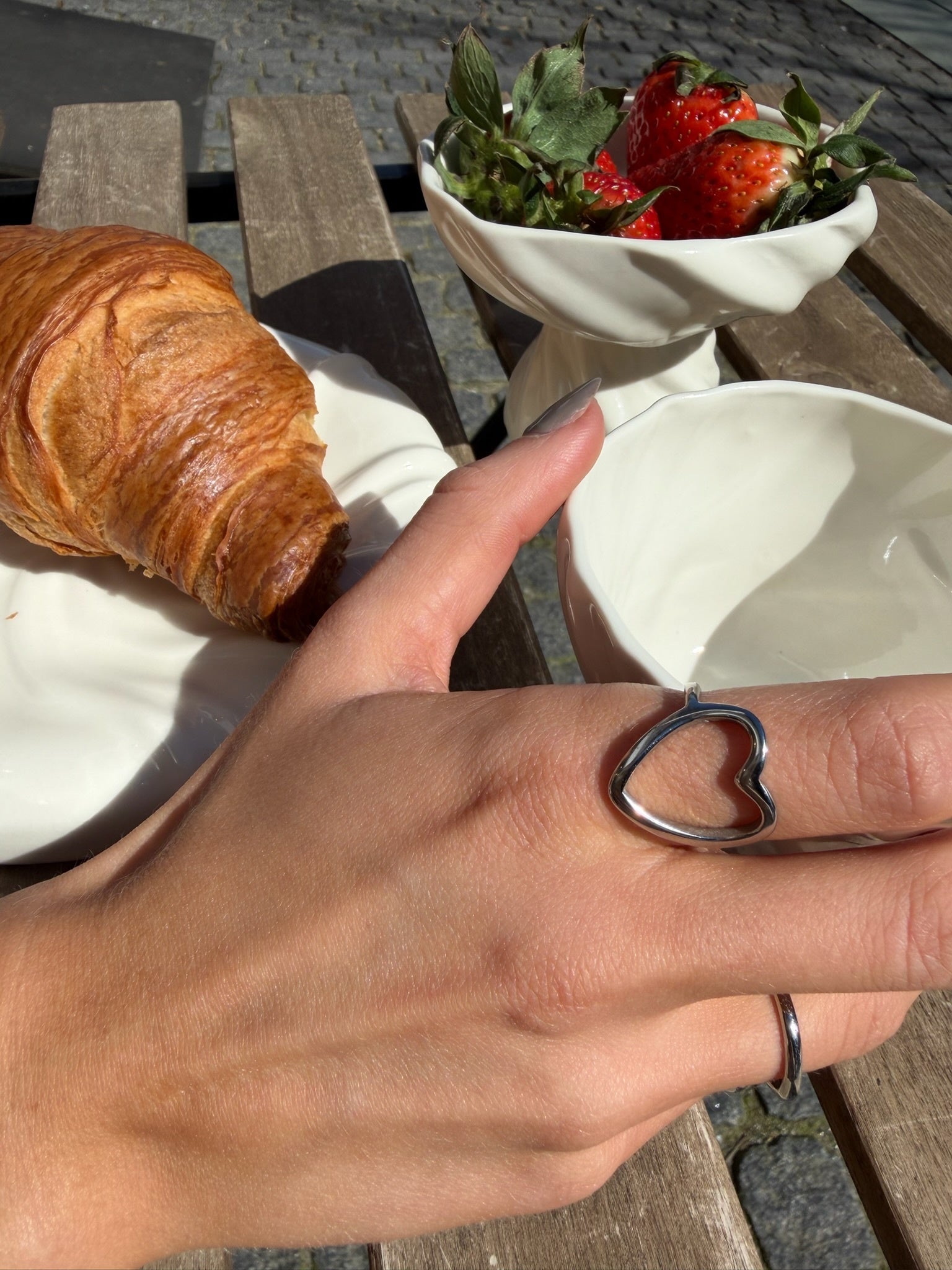 Amoria Open Heart ring sølvfarvet