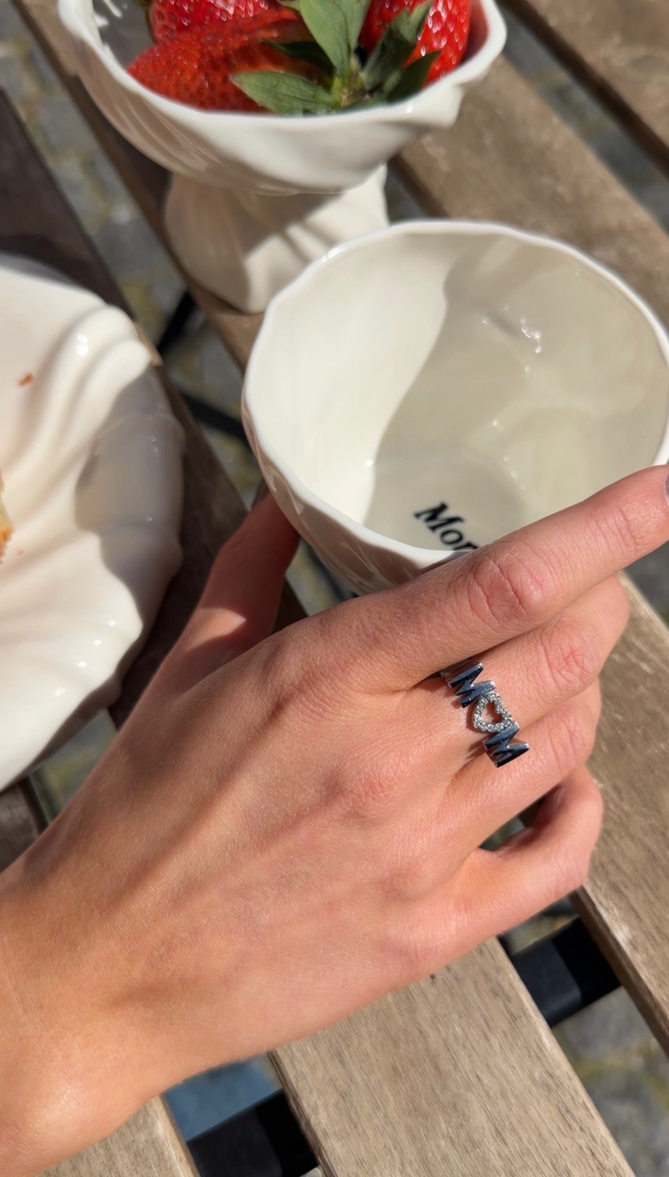 Amoria MOM Crystal heart ring sølvbelagt