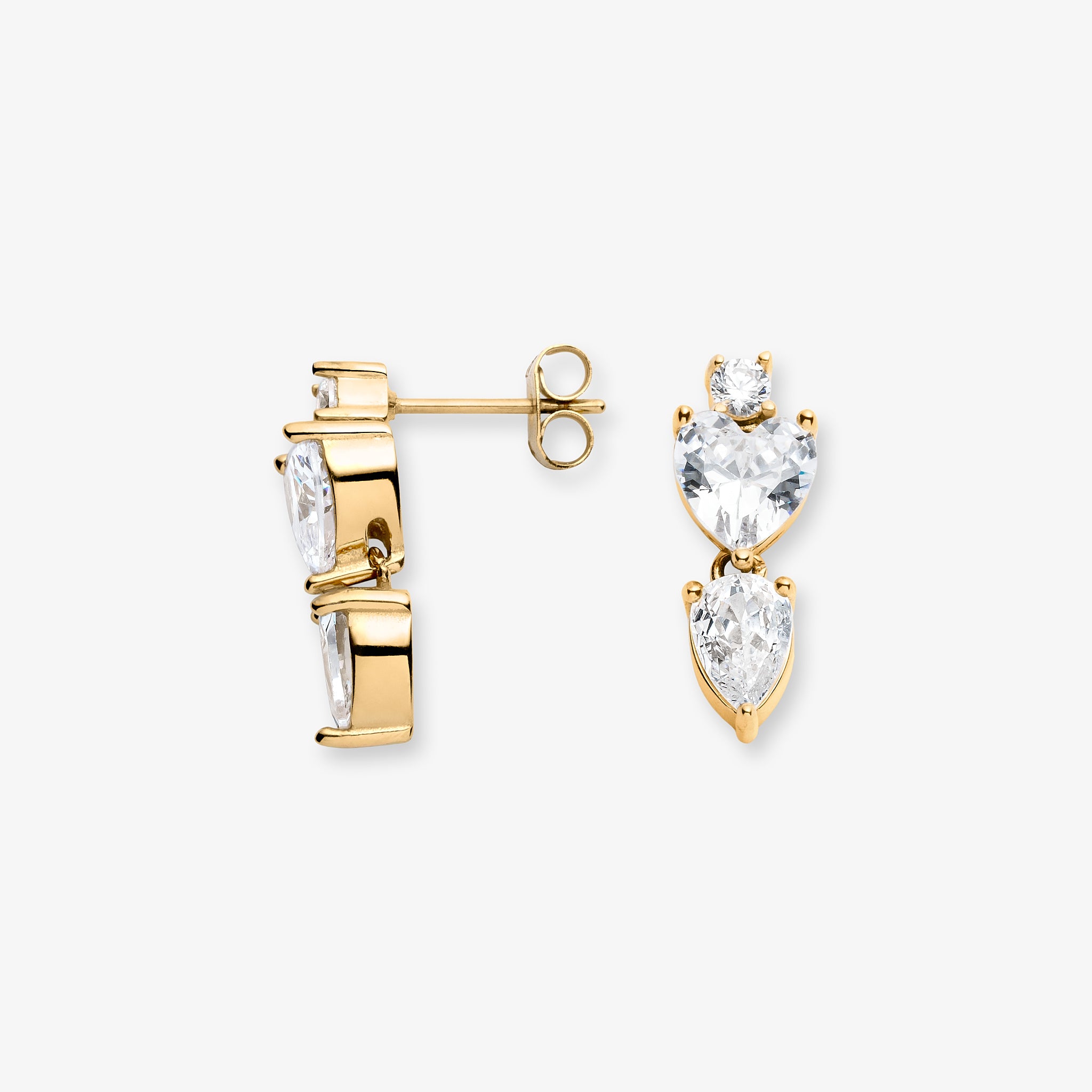 Amoria Crystal Heart Drop øreringe 18K guldbelagt