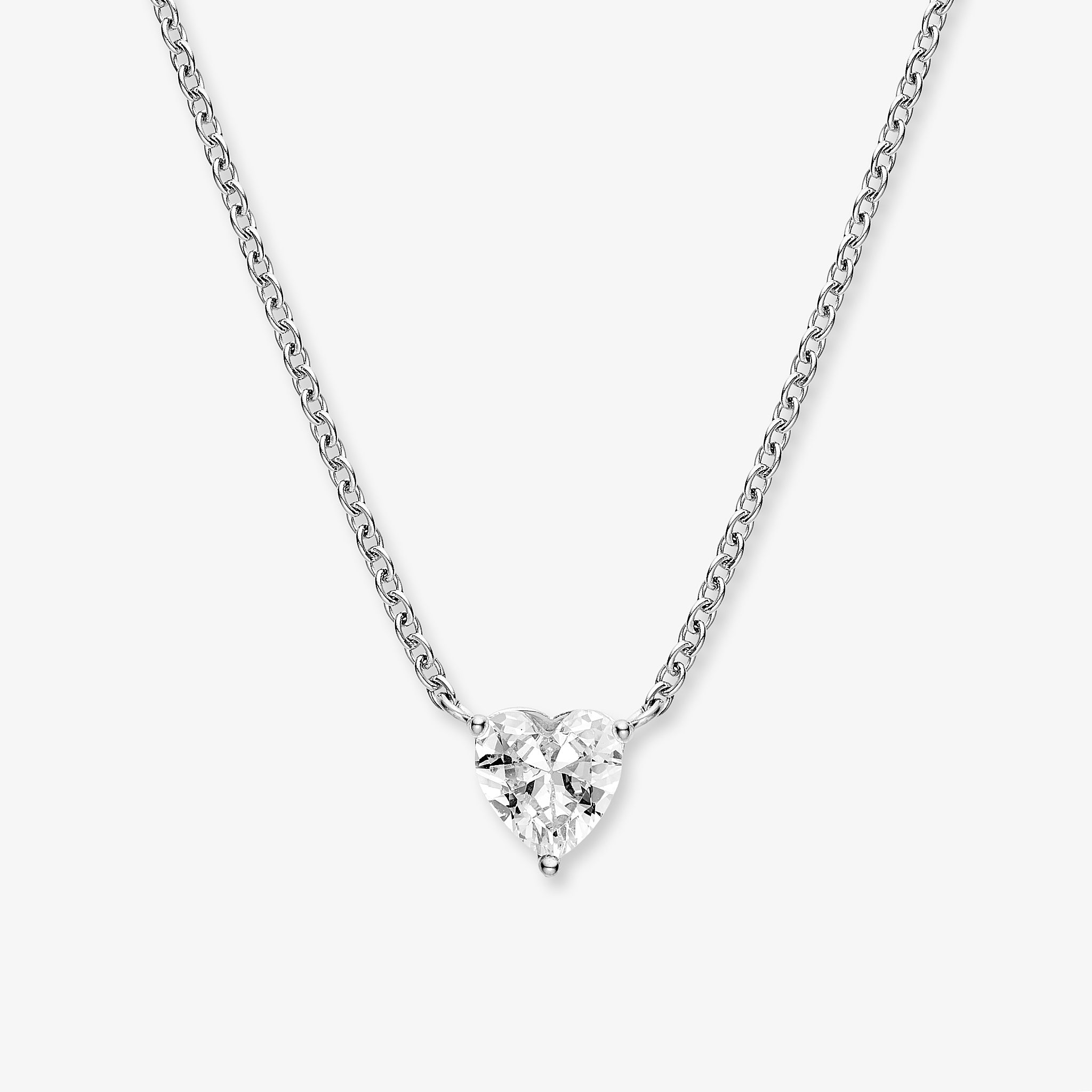 Amoria Crystal Heart halskæde sølvbelagt