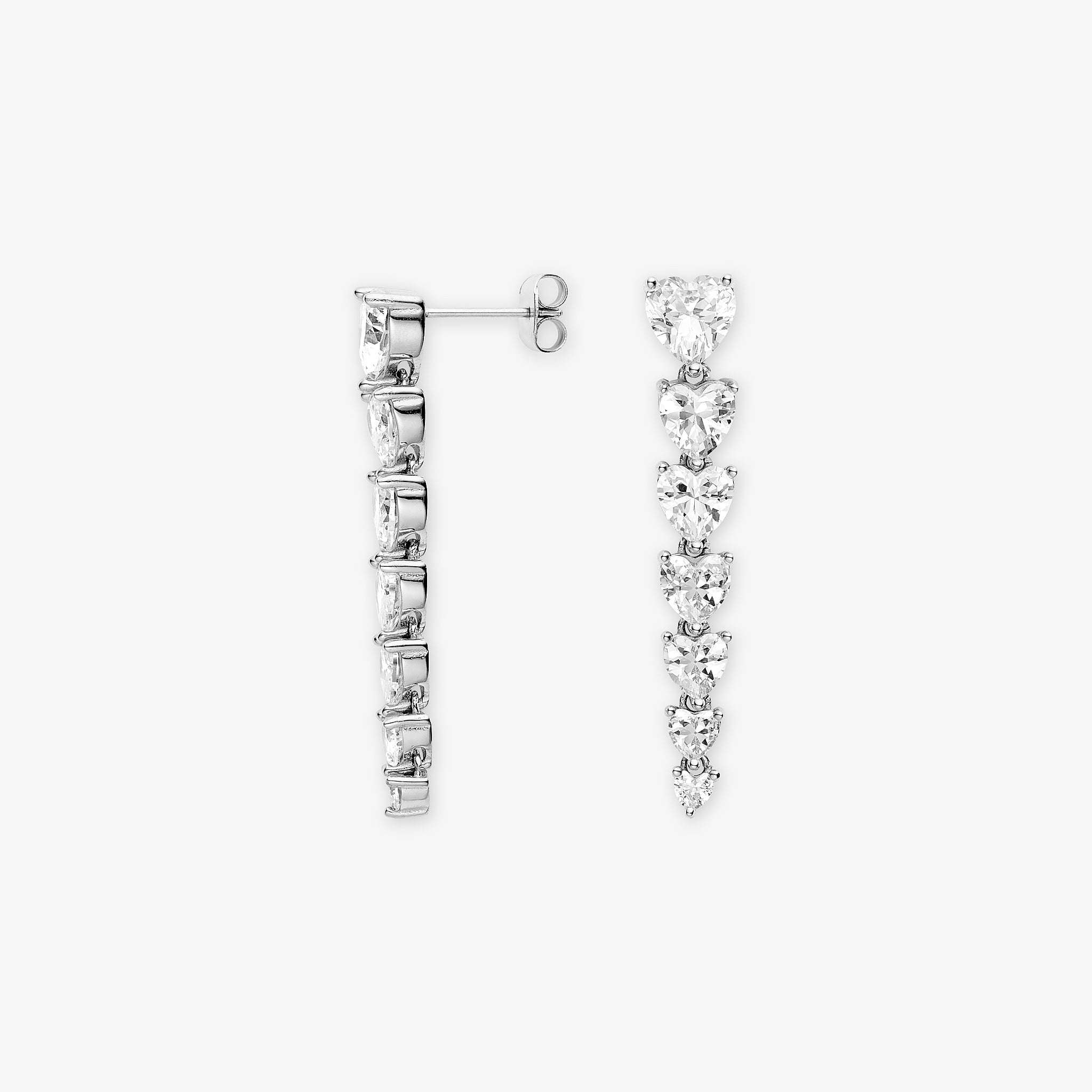 Amoria Crystal Multi Hearts øreringe sølvbelagt