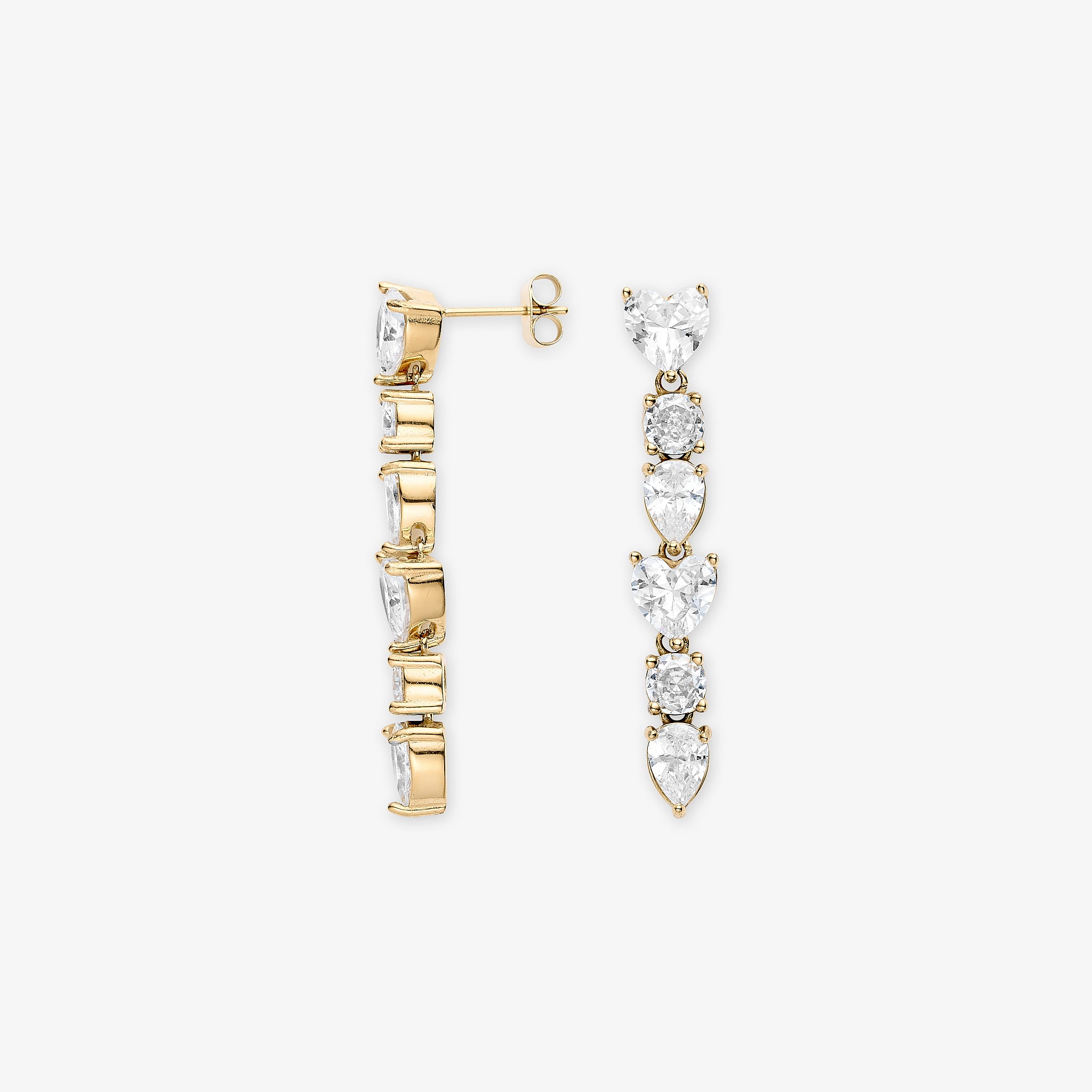 Amoria Crystal Heart Multi Drops øreringe 18K guldbelagt