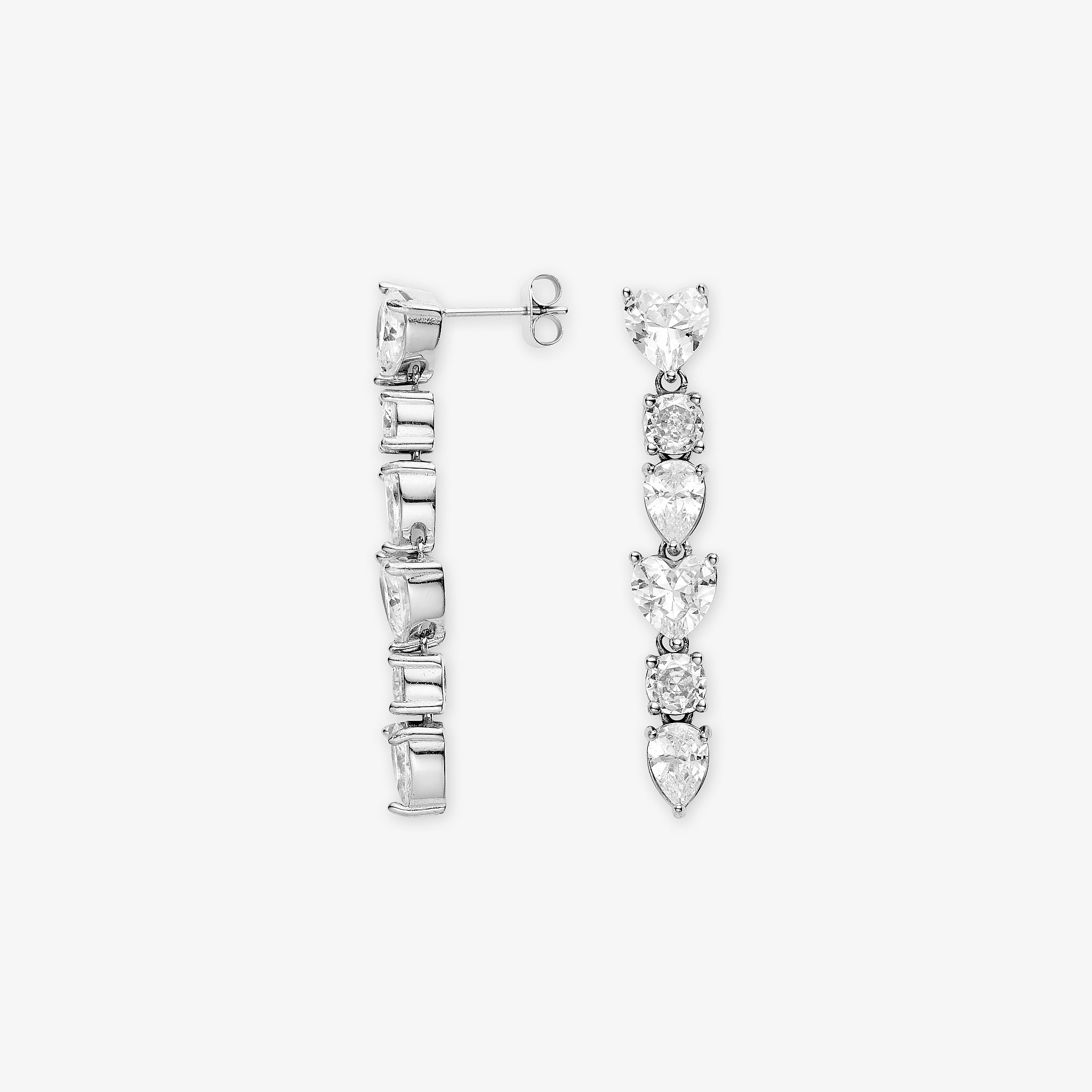 Amoria Crystal Heart Multi Drops øreringe sølvbelagt