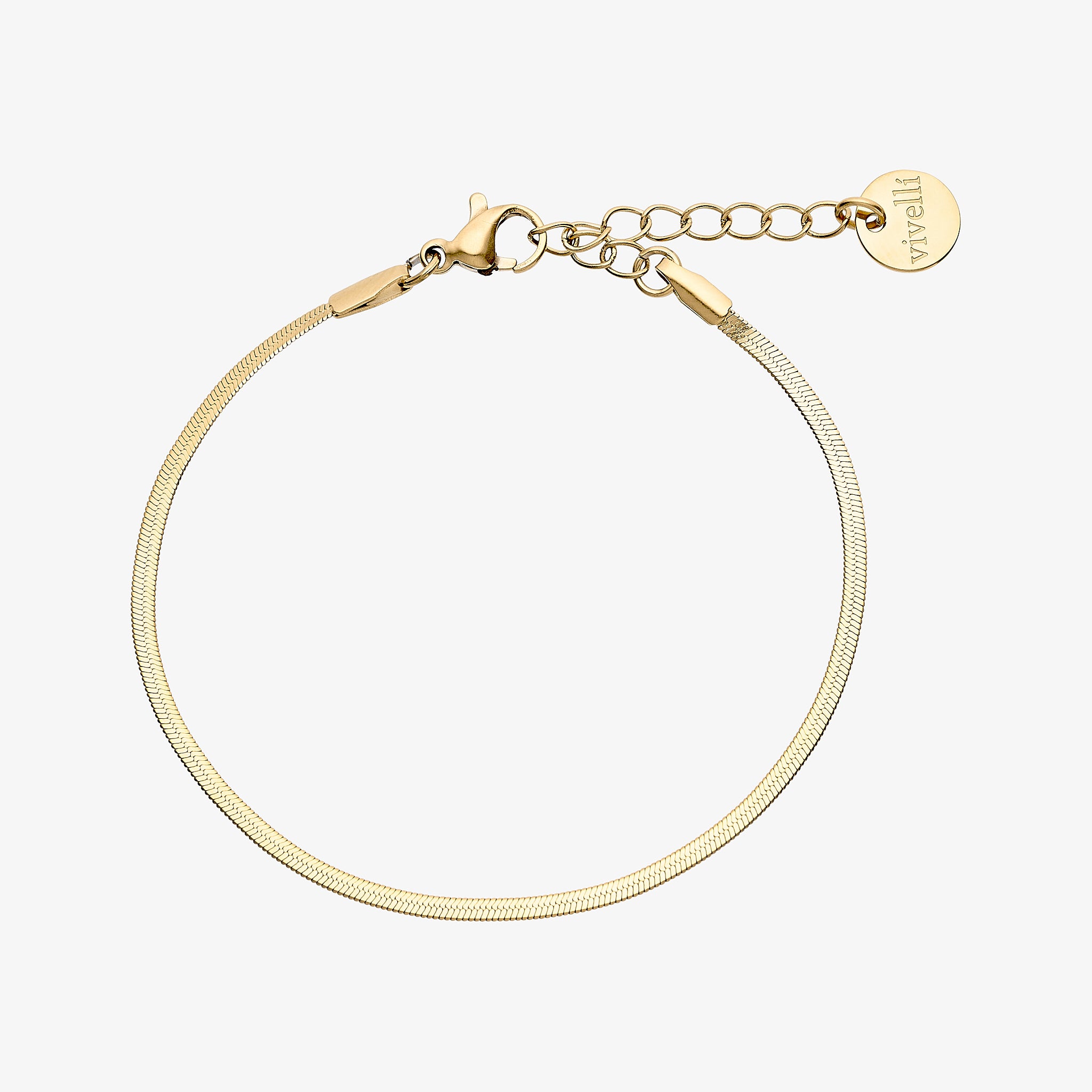 Serpentina flad slange armbånd 18K guldbelagt 2mm