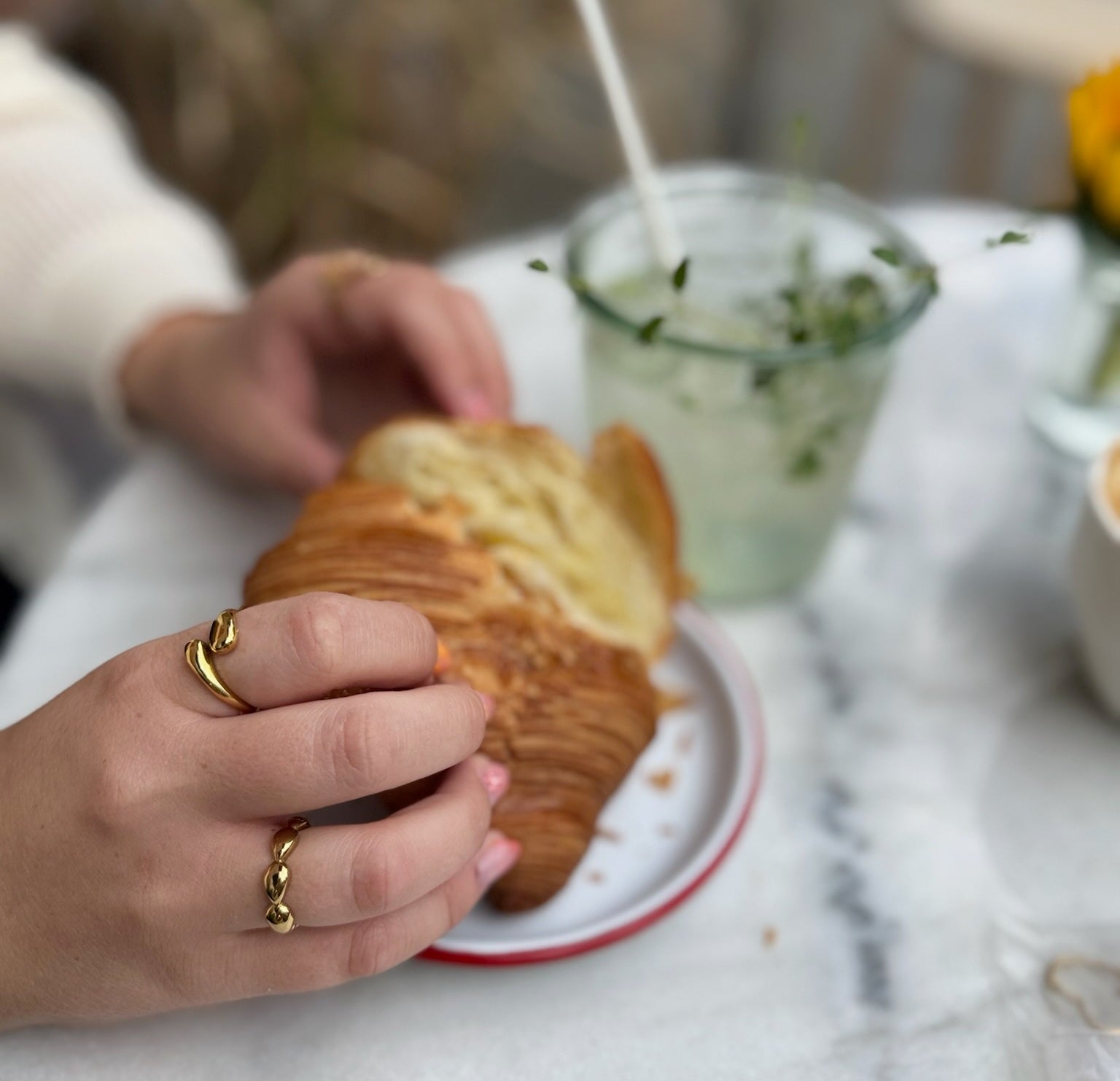 Dewdrops Dobbelt Dew ring 18K guldbelagt