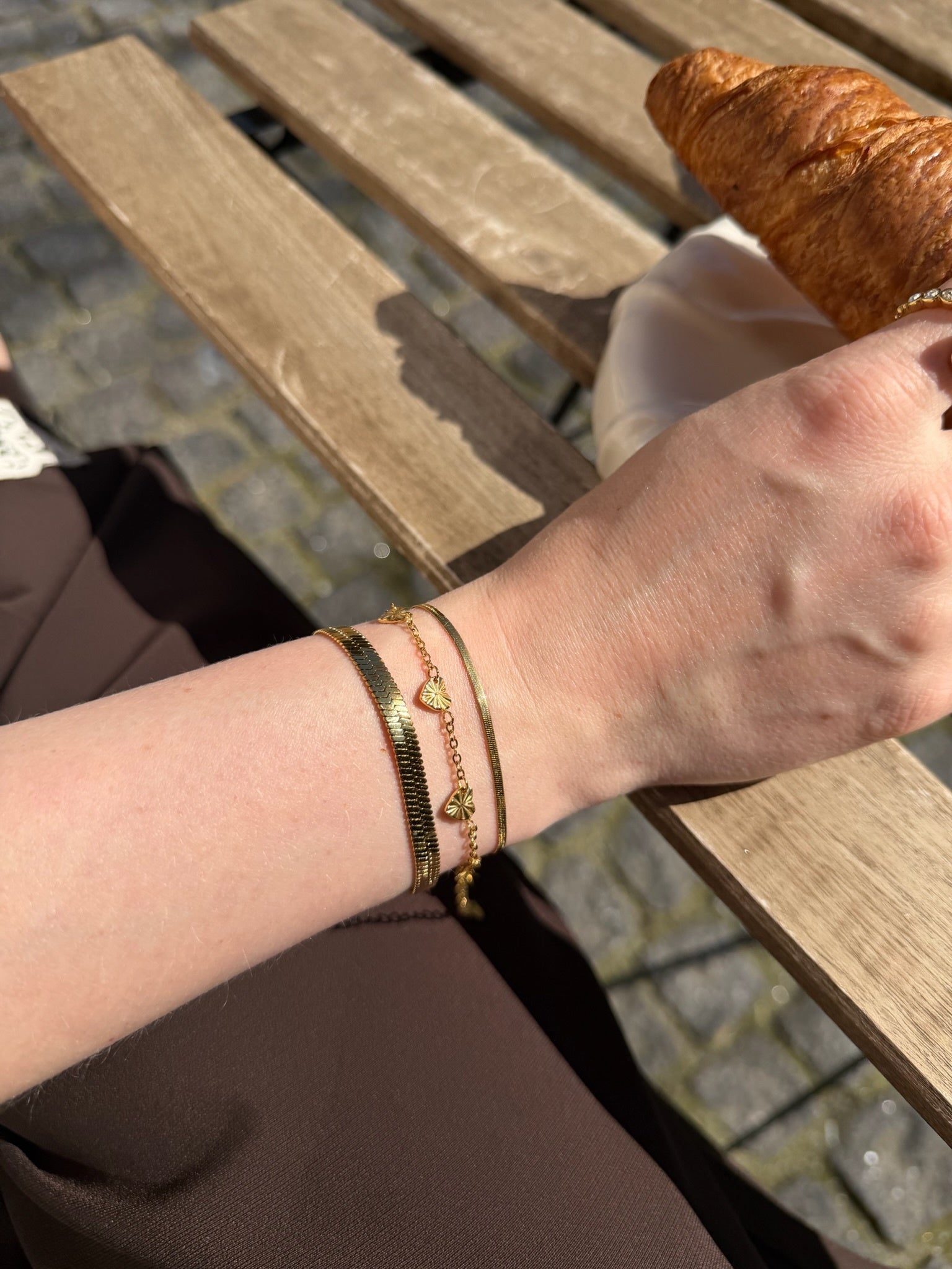 Serpentina flad slange armbånd 18K guldbelagt 5mm