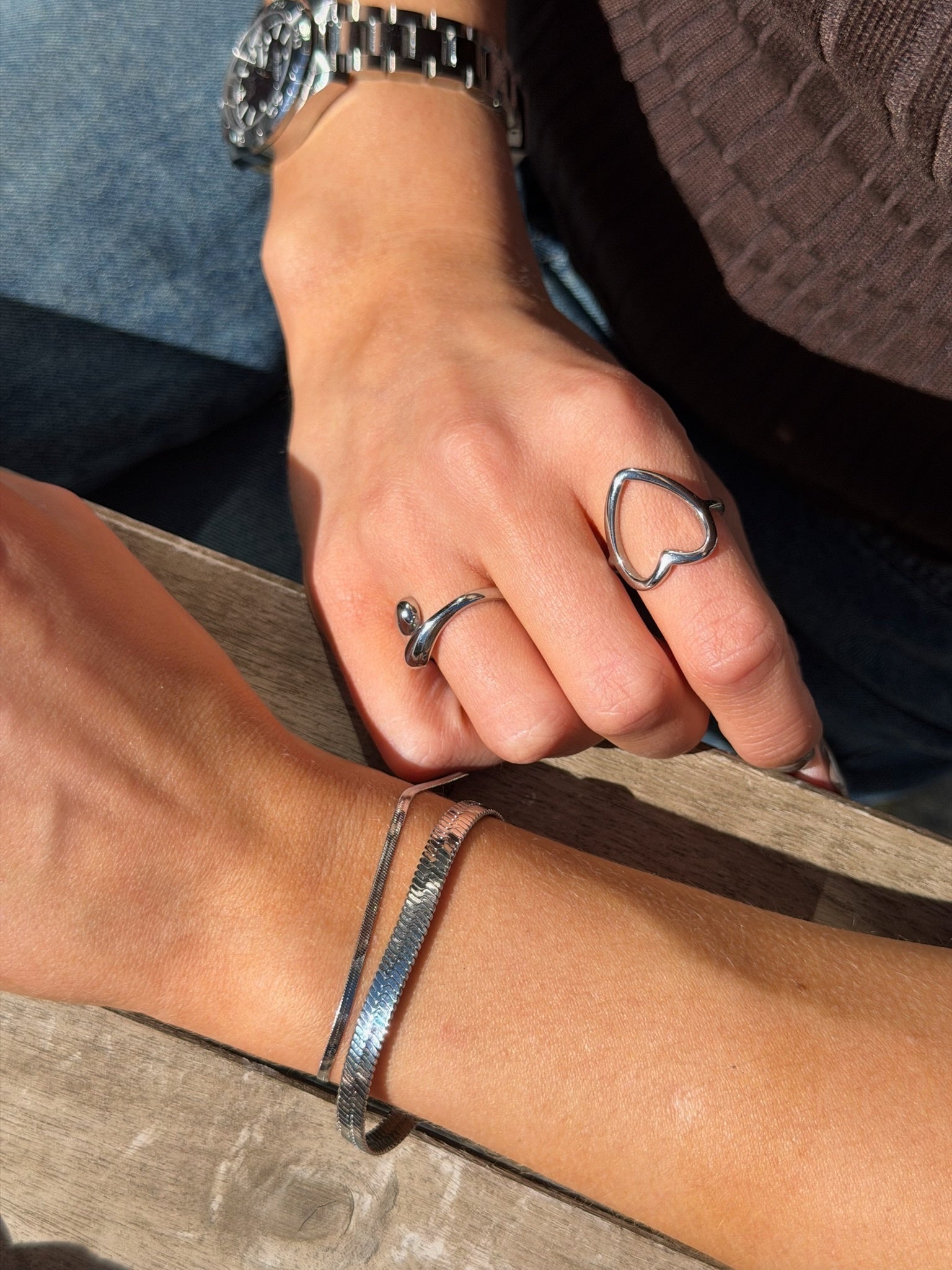 Amoria Open Heart ring sølvfarvet