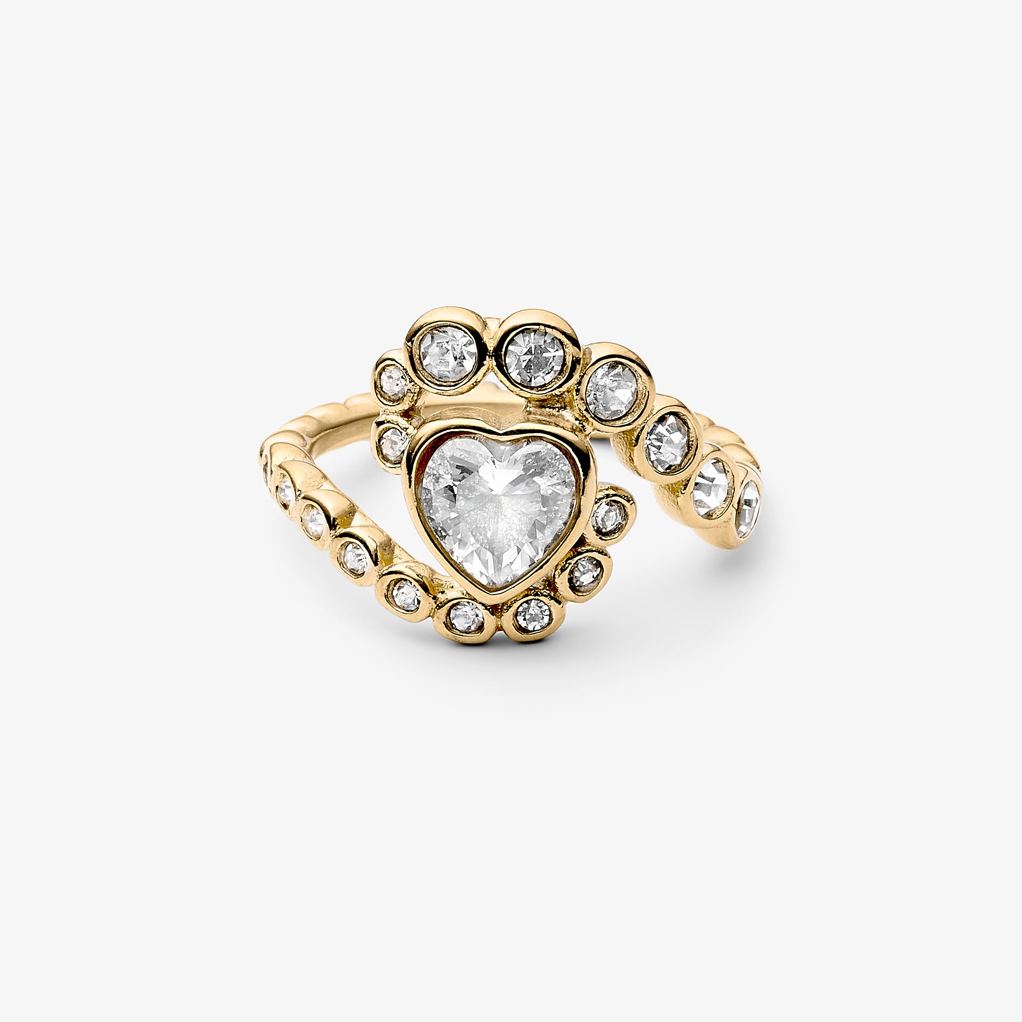 Amoria Crystal Heart Hug ring 18kt guldbelagt