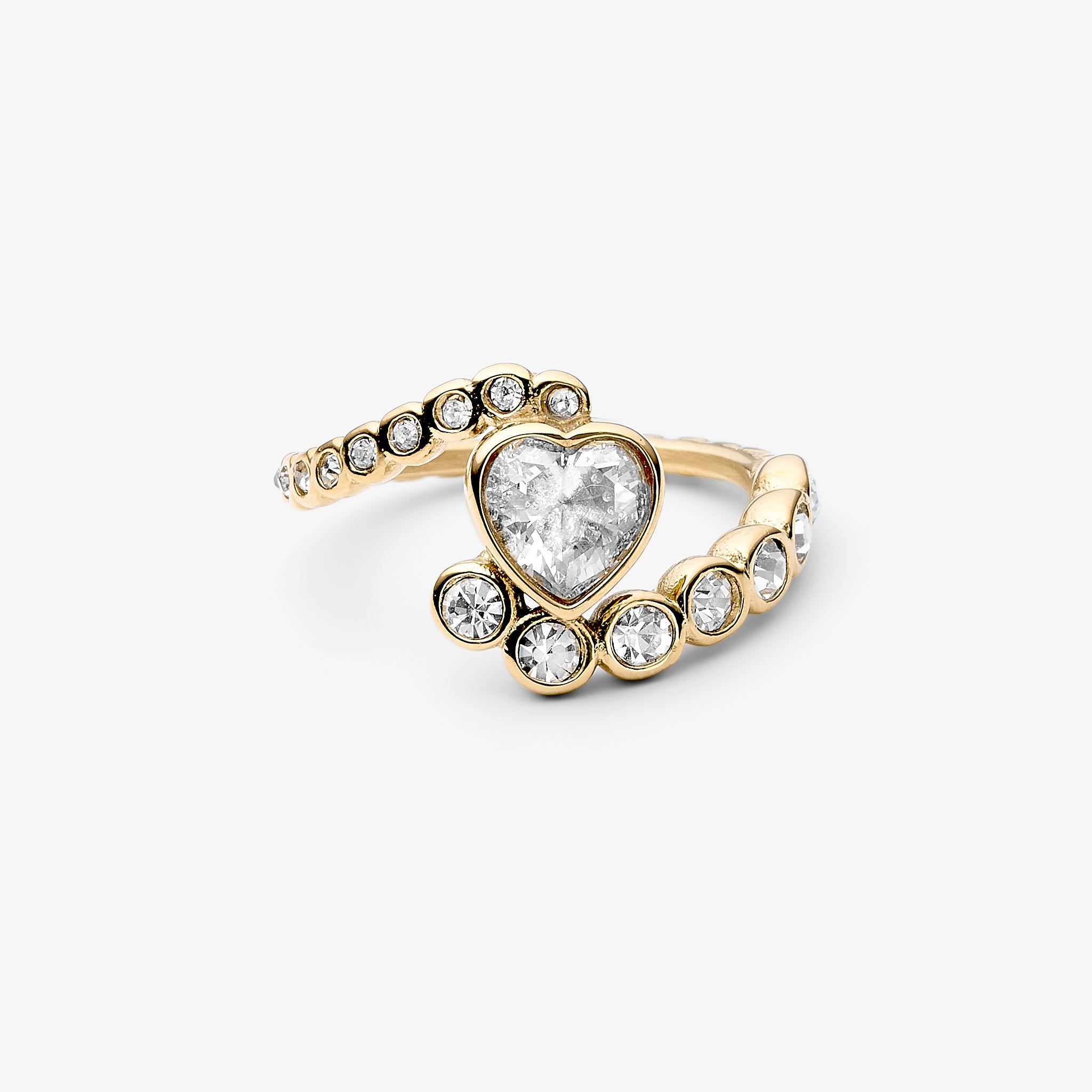 Amoria Crystal Heart kiss ring 18kt guldbelagt