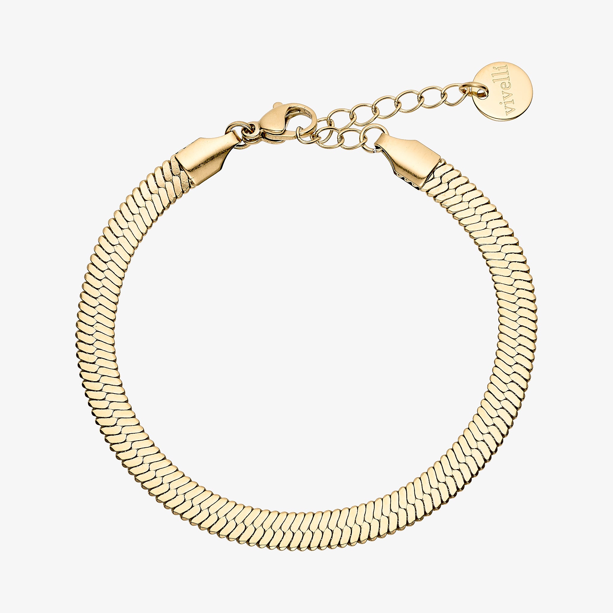 Serpentina flad slange armbånd 18K guldbelagt 5mm
