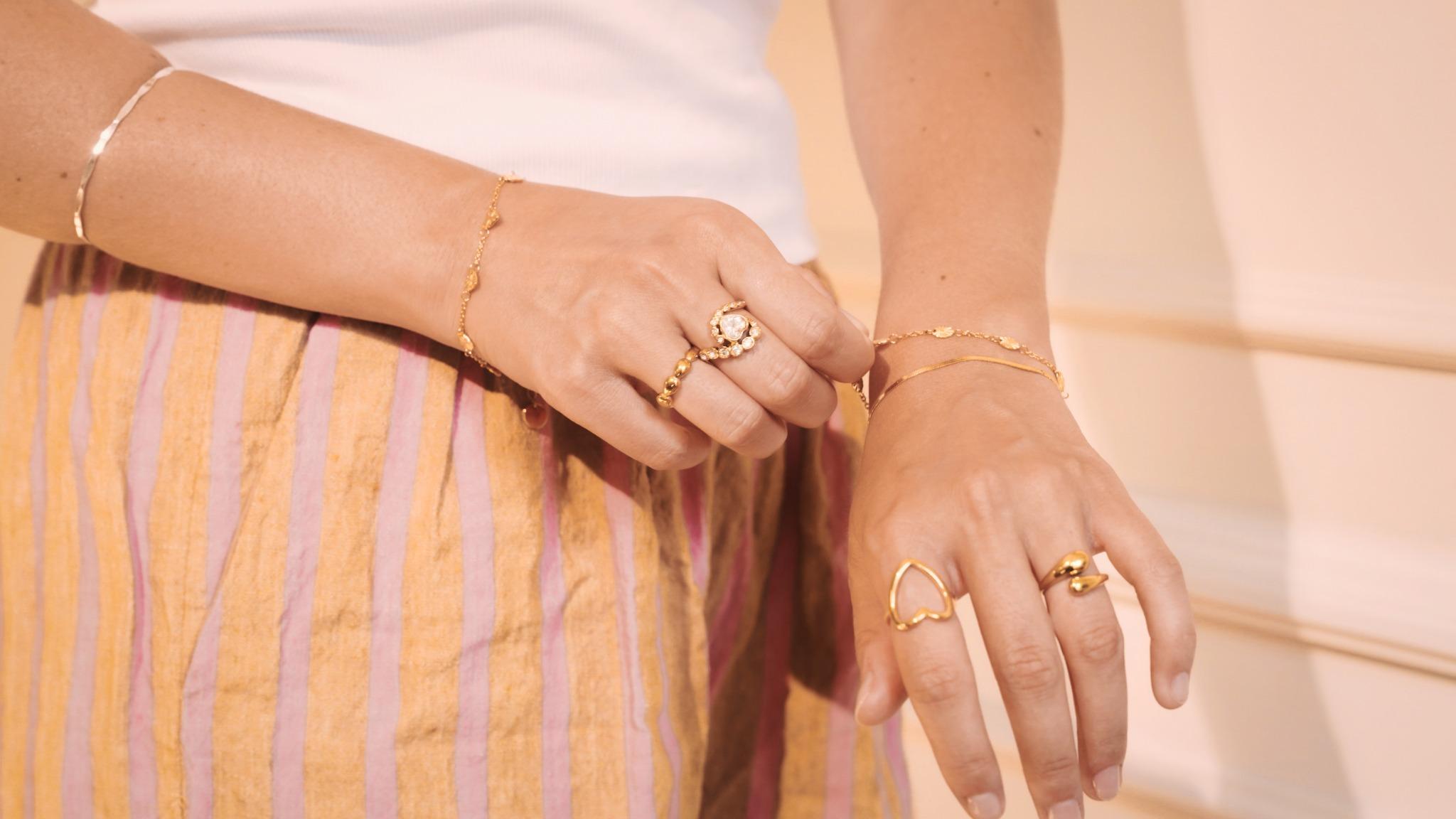 Wild Sun oval armbånd 18K forgyldt